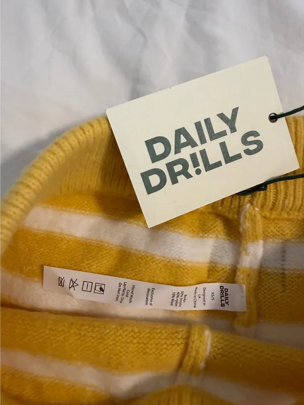 Daily Drills Sunny & White Stripe Knit Micro Shorts - Image 4