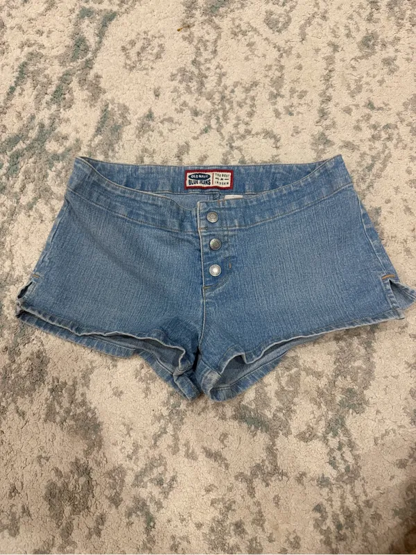 Old Navy Y2K Low Rise Denim Micro Shorts Blue Size 4 Vintage 90s - Image 2