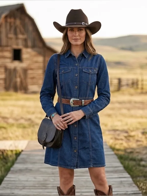 Frye Blue Denim Button-Front Mini Dress - Image 6