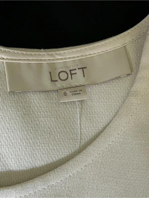 Loft Women’s Sleeveless Black Shift Dress Cream Scalloped Yoke Sz 8 NWT - Image 8