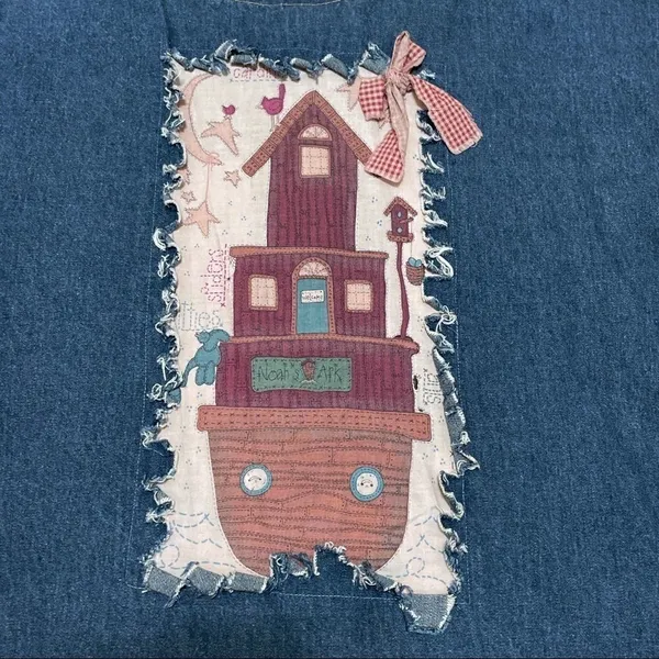 Custom OOAK vintage 90s denim Noah’s ark button down - Image 9