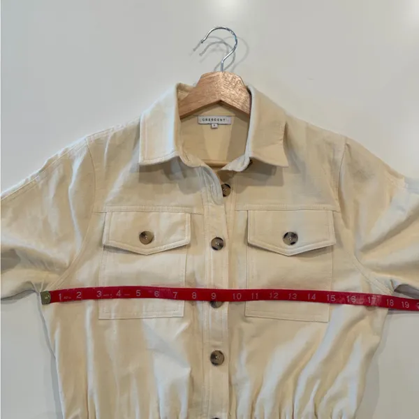 Crescent Cream Button-Up Utility Cotton Belted Romper Size Small‎ - Image 4