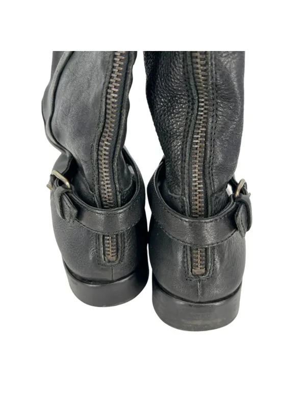 J.Crew Emmett Black Leather Tall Riding Boots Size 7.5 Classic Equestrian Style - Image 13