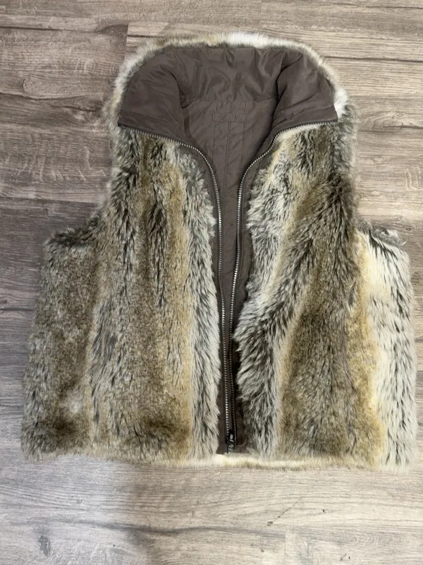 Weatherproof Reversible Faux Fur Vest Brown Beige Size M - Image 4