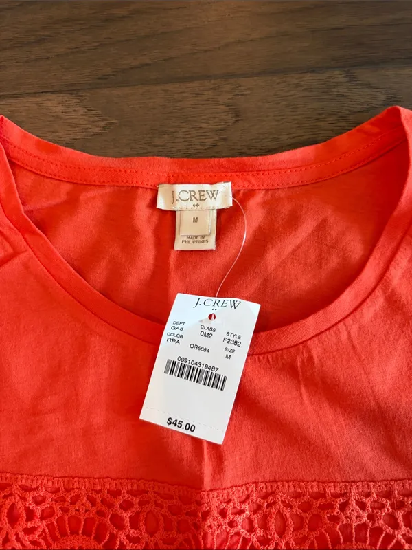 New With Tags JCrew Lace Detail Top Sz M - Image 3