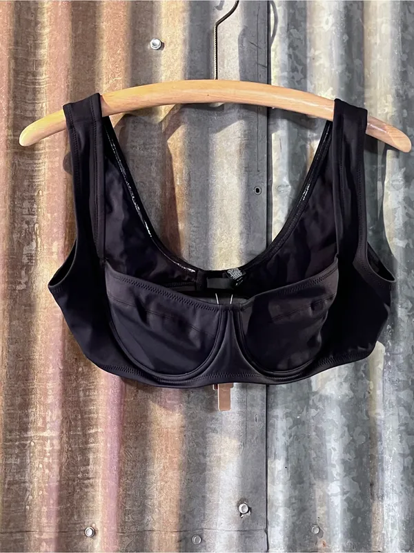 SKIMS Shaping Swim Unlined Underwire Bikini Top NWT Black XL Shaper Bra Festival - Image 5
