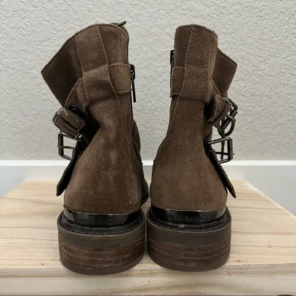 Vince Camuto Brown Suede Leather Lace‎ Up Moto Combat Boots 6.5 - Image 4