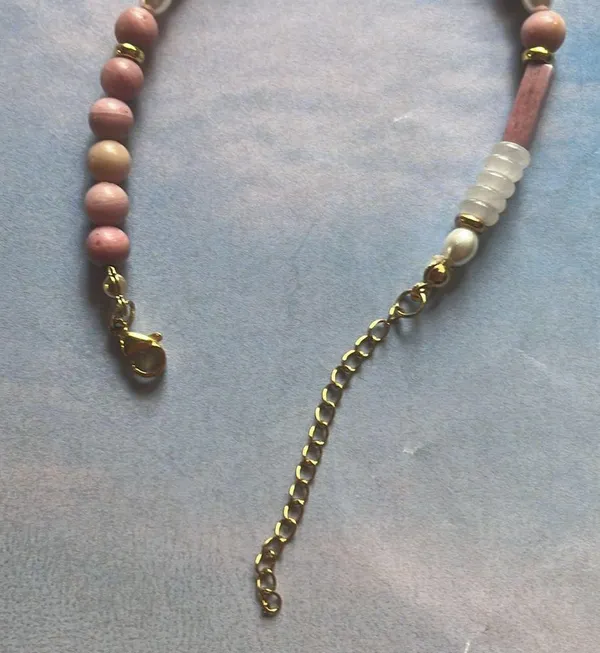 Rhodonite Bracelet with Gold Accents adjustable natural stones BNWT - Image 6
