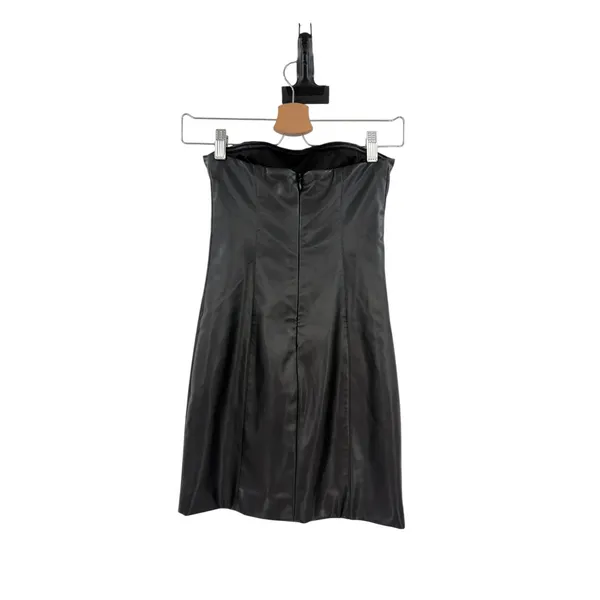 Babyboo Faux Leather Strapless Bodycon Mini Dress Matte Black Size XS - Image 4