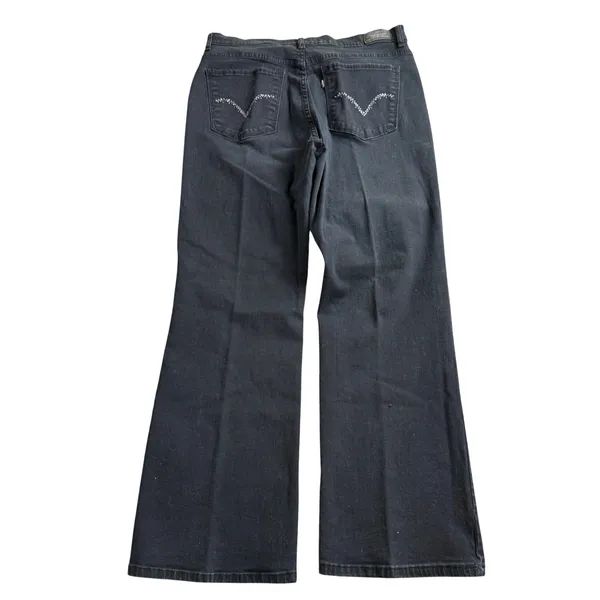 Levi's 512 Slimming Bootcut Jeans Size 14 Short Black Studded Pocket Stretch‎ - Image 2