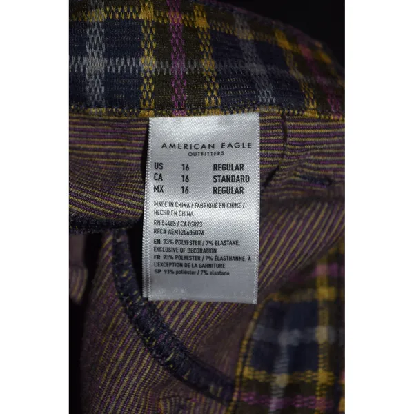 American Eagle Plaid Pants Women 16 Regular Multi Color Excellent Flare Leg - Image 7
