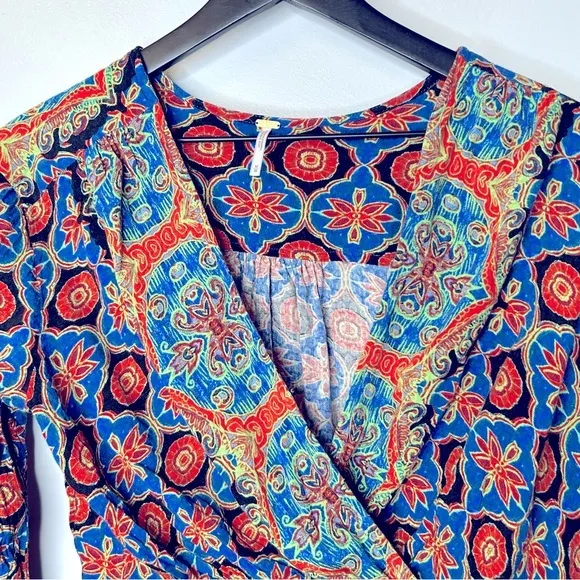 Free People Falling for You Blue‎ Boho Top Size M - Image 5