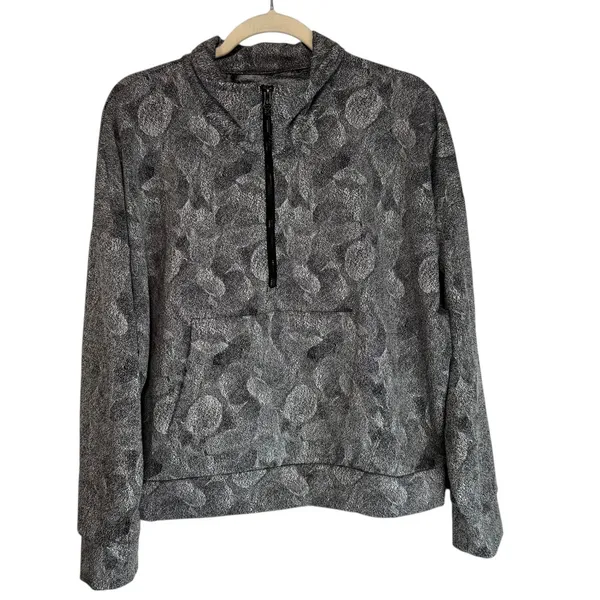 Kyodan Outdoor Womens XL Quarter Zip Pullover Sweatshirt Gray Abstract‎ Print - Image 2