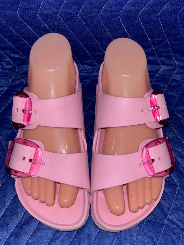 Birkenstock Arizona Eva Big Pink Translucent Buckles 2 Strap Sandals 7 - Image 2