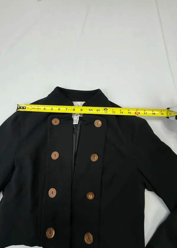 Kenzie Women's Black Cropped Double Breasted Military Style Jacket Size 12 - Image 6