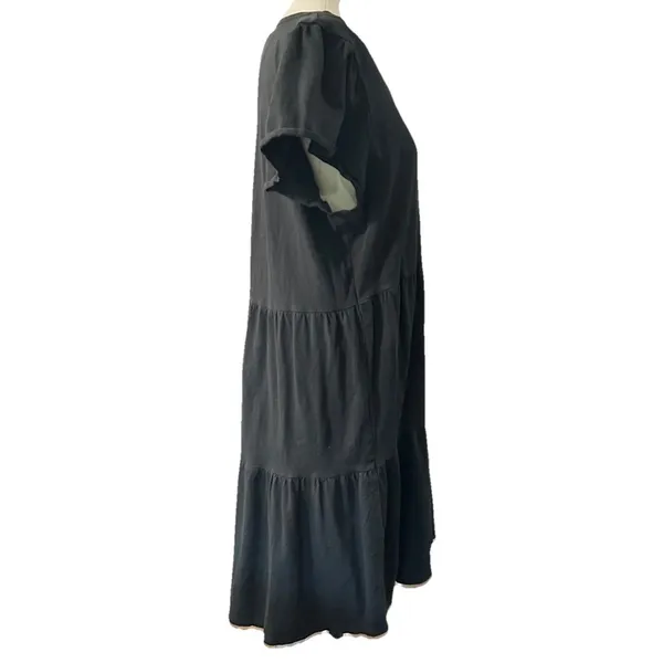 J.Crew Dress Womens Medium M Black Tiered Mini V-Neck Flutter Sleeve Sundress⁠ - Image 4