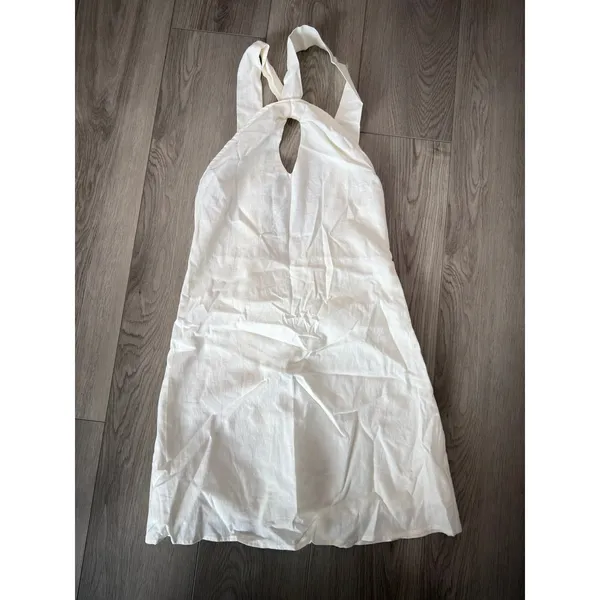 Commense Old Money Minimalist Cotton & Linen Backless White Halter Dress NWT XS - Image 2