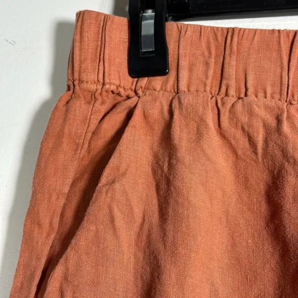 Lou & Grey Small Terracotta Brown Orange Linen Elastic‎ Waist Pants Cropped - Image 5