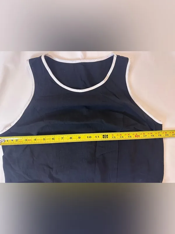 Black Two-Piece Tank Top & Shorts Set with White Trim - Image 3