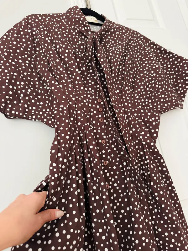 Anthropologie The Tobie Tie-Neck Shirt Dress by Exquise, Size S - Image 9