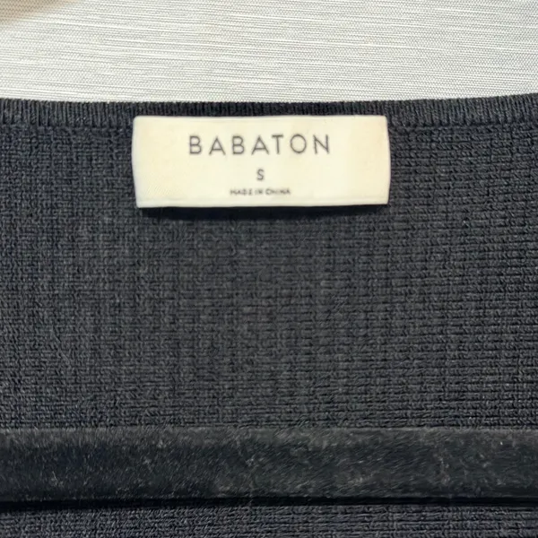 Babaton Aritzia Black Ribbed Square Neck Crop Top Short Sleeve Small 92536 - Image 3