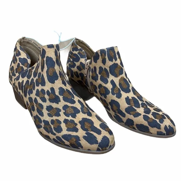 Old Navy NEW Size 8 Faux-Suede Tulip-Cutout Leopard Booties Chic Animal Print - Image 8