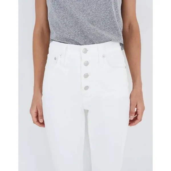 Madewell The Perfect Vintage Crop Jean‎ White Button Fly Raw Hem L3908 Womens 28 - Image 12