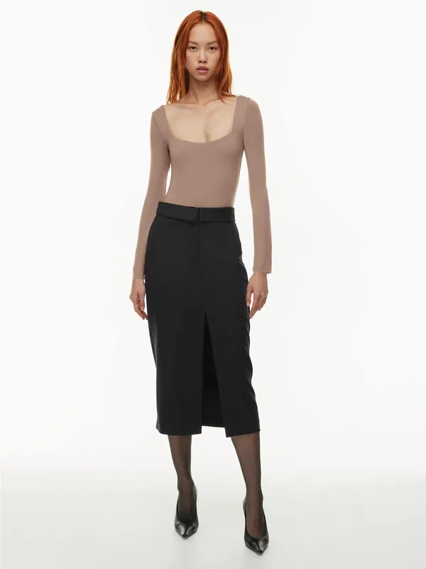 Aritzia Babaton Square Neck Long Sleeve Bodysuit - Taupe Brown Large - Image 3