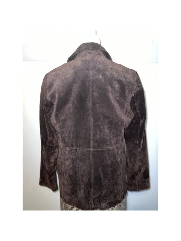 Dark Chocolate Suede 100% Genuine Leather Blazer 10 Espresso - Image 3