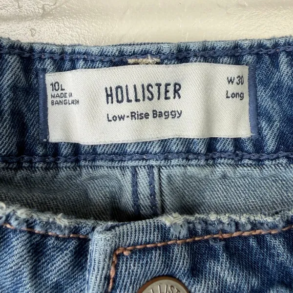 Hollister Y2K Low-Rise Super Baggy Floral Embroidered Medium Wash Jeans 30 Long - Image 9