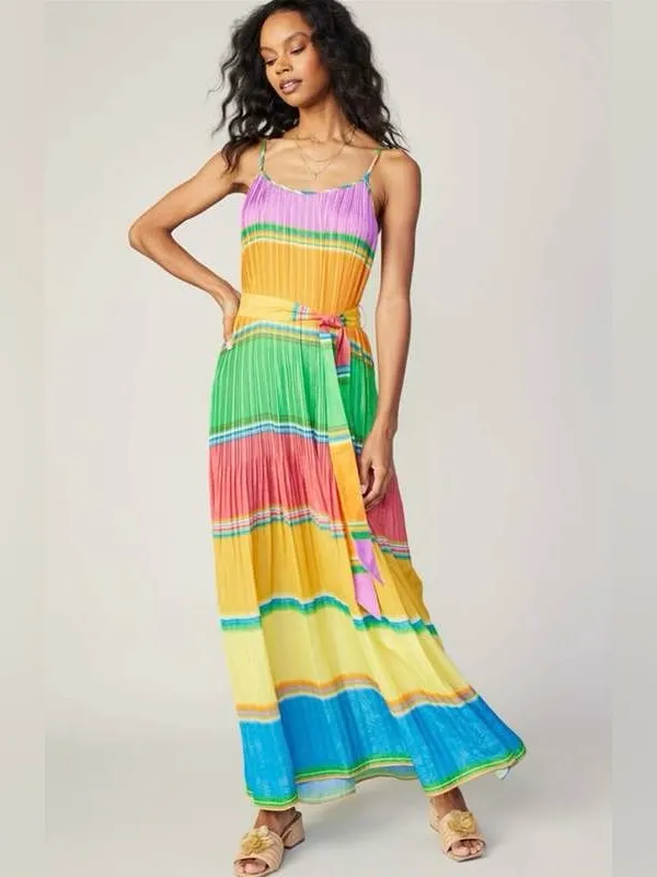 NWT Current Air Pleated Colorblock Maxi Dress L - Image 2