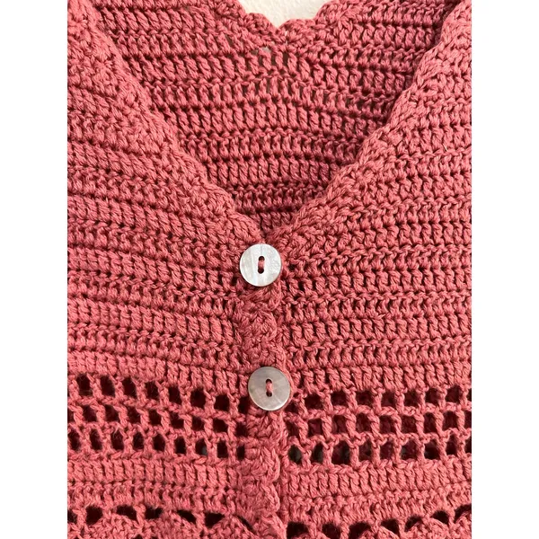 Forever 21 Pink Crochet Knit Mini‎ Dress Y2K Coquette Size Small - Image 8