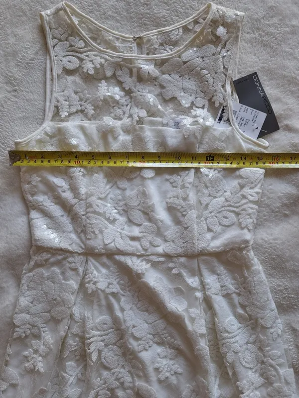 Donna Ricco David's Bridal NWT Ivory Lace Sequin Dress Size 2 - Image 16