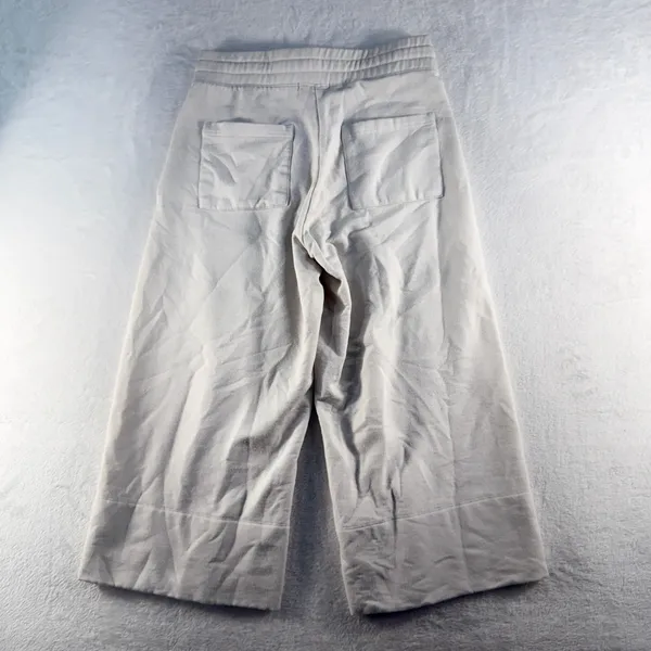 Quince S Small SuperSoft Fleece Cropped Wide Leg Pants Drawstring Off-White - Image 10