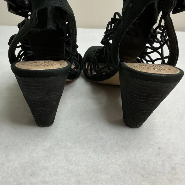 Vince Camuto Black Suede Cage Lace Up Block Heel Sandals Women - Image 5