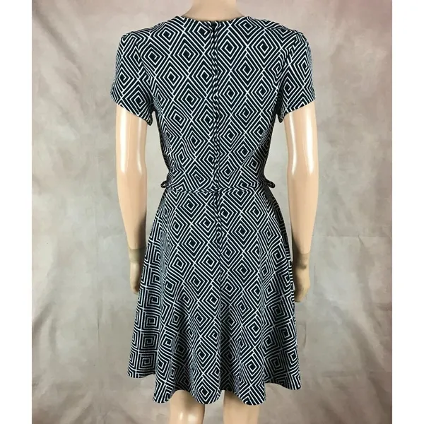 SMAK PARLOUR Black/White Geometric Faux Wrap Dress SMALL - Image 12