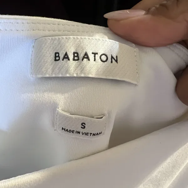 BABATON Contour Squareneck Short Sleeve Bodysuit White Thong Cut Women's Small - Image 8