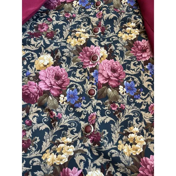 Vintage 90s Classic Apparel Ltd. 2-Piece Skirt Suit – Built-in‎ Floral Vest 20WP - Image 4
