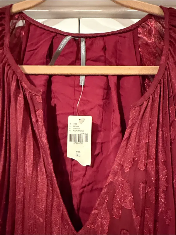 Anthropologie Toulon Pleated Mini Dress Plum Size‎ XL NWT - Image 4