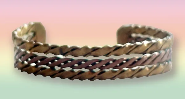 Vintage Brass/Copper Cuff Bracelet - Image 2