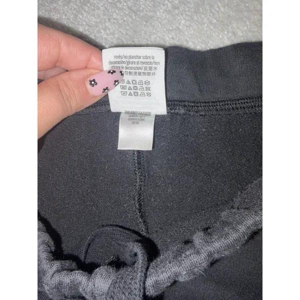 Victoria's Secret LOVE PINK christmas plaid wide leg sweat pants raw hem L - Image 6