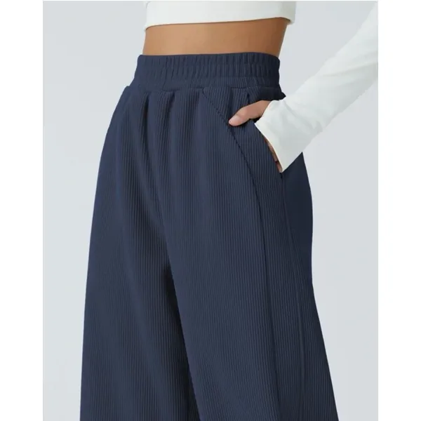 Halara Corduroy Wide Leg Pants Medium‎ Tall Navy Blue Casual Loungewear Cozy - Image 2