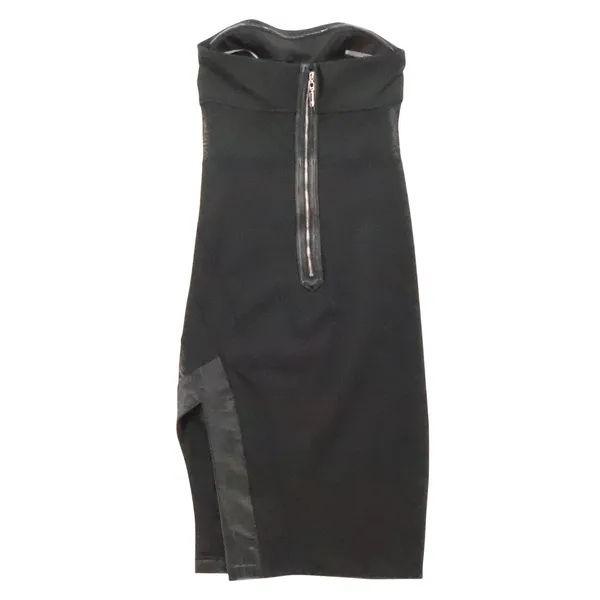 Stella Jamie Strapless Bodycon Dress Womens Size S‎ LBD Mesh Faux Leather Slit - Image 7