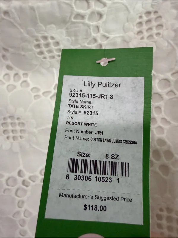 NWT Lilly Pulitzer Tate Skirt White Eyelet Lace in Resort White - Image 5