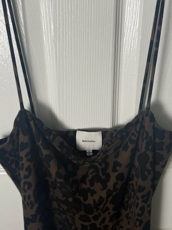 Reformation Elise Knit Dress in Tana Leopard XL - Image 4
