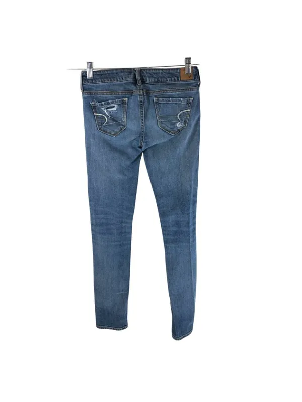 American Eagle Jeans Skinny Medium Wash Distressed Ripped Stretch 00 Short - Image 2