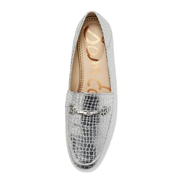 NEW $150 Sam Edelman Loraine Leather Loafer Soft Silver Snake Skin 6.5 Slip On - Image 3