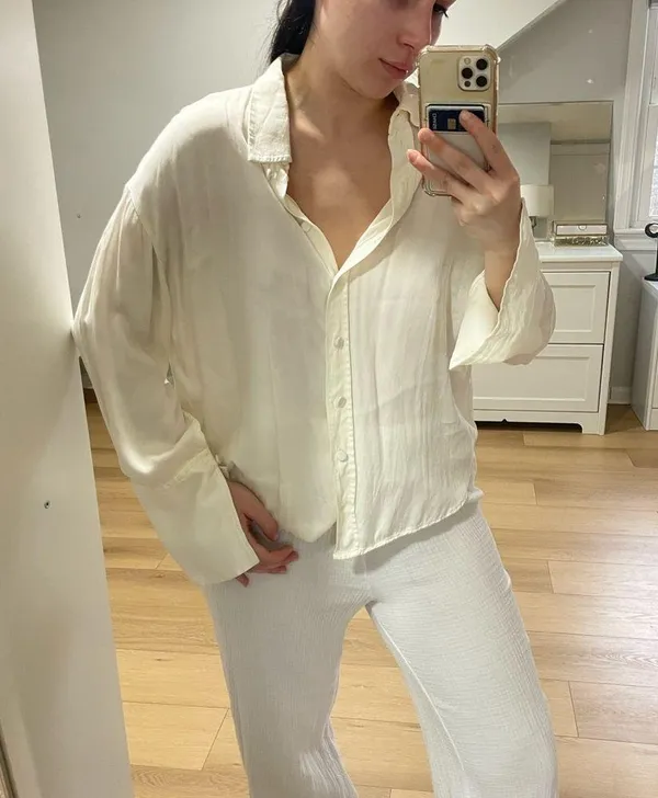 Zara silky white button down - Image 2
