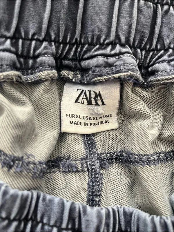Zara Womens XL Jogger Charcoal Gray Washed Denim Pull On Straight Leg Jeans - Image 12