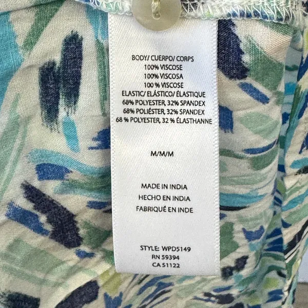NWT Beachlunchlounge Julieta Midi Dress Blue Green Abstract Smocked Viscose M - Image 8